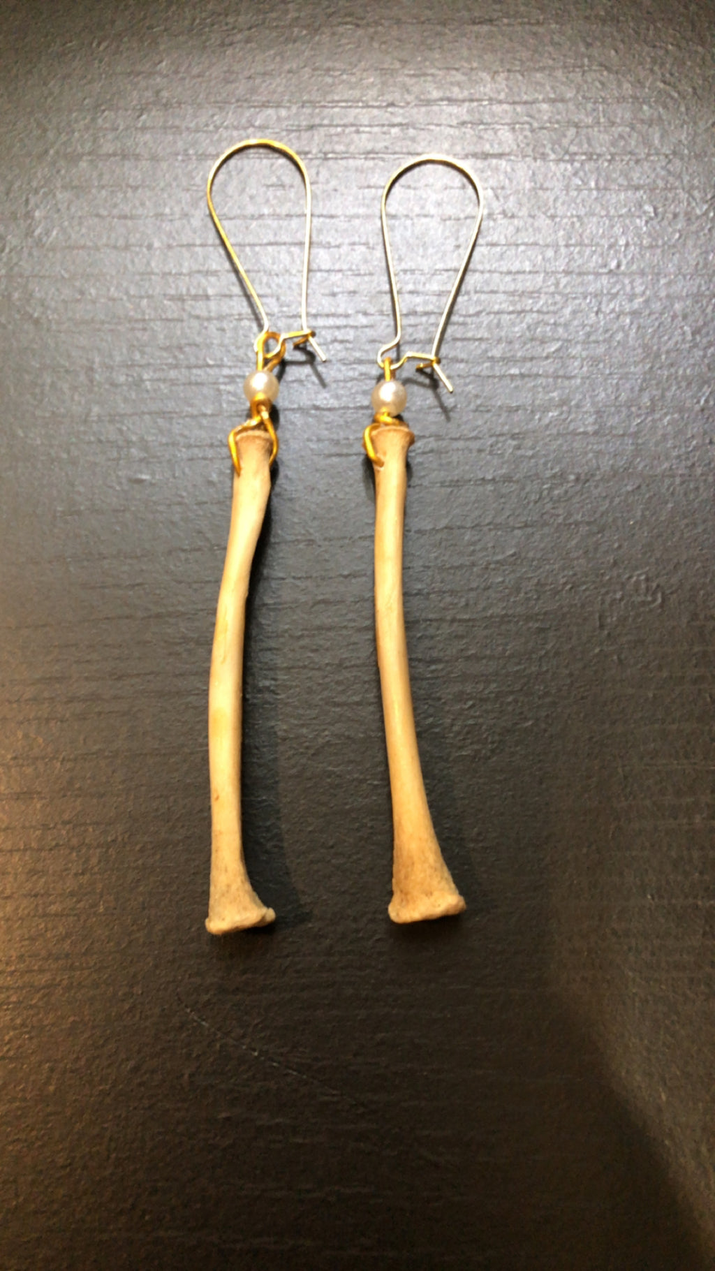 Large Bone & Pearl Gold Earrings