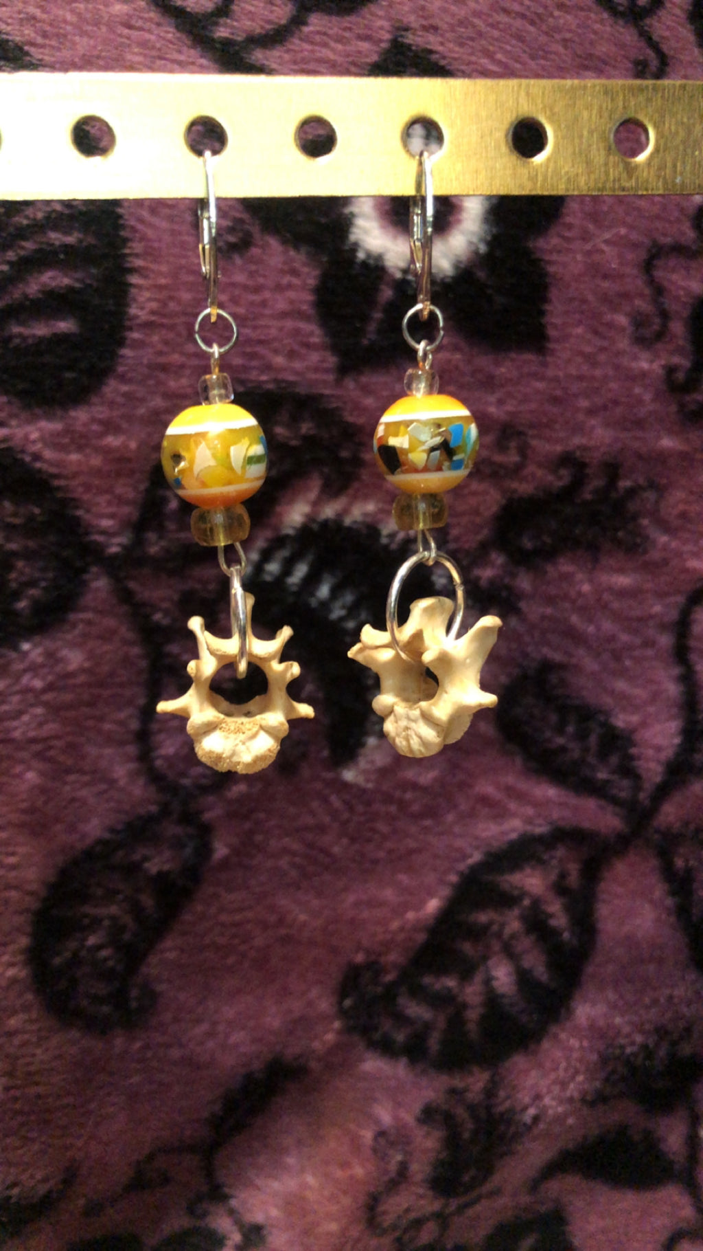 Medium Length Bone & Bead Earrings