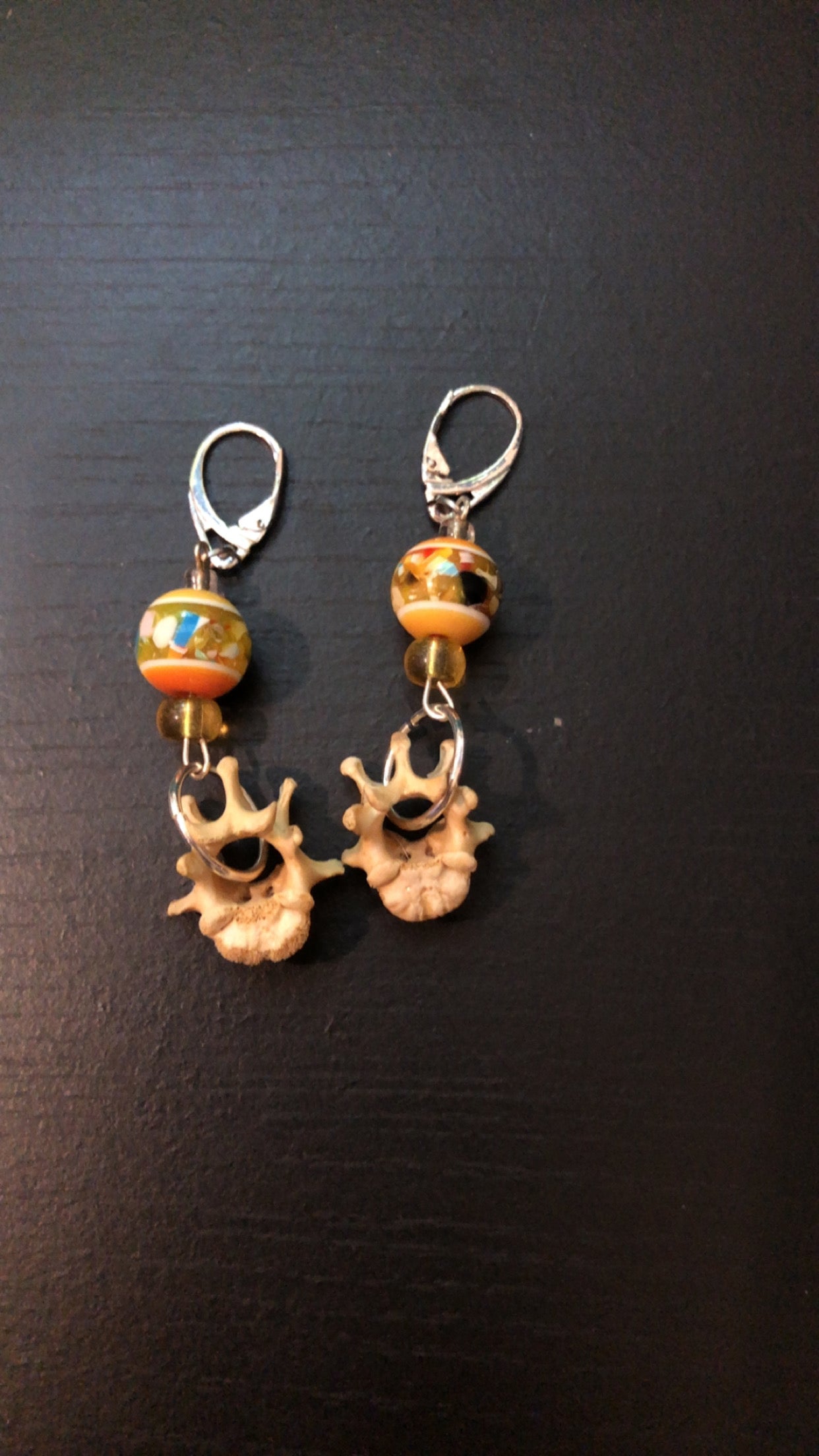 Medium Length Bone & Bead Earrings