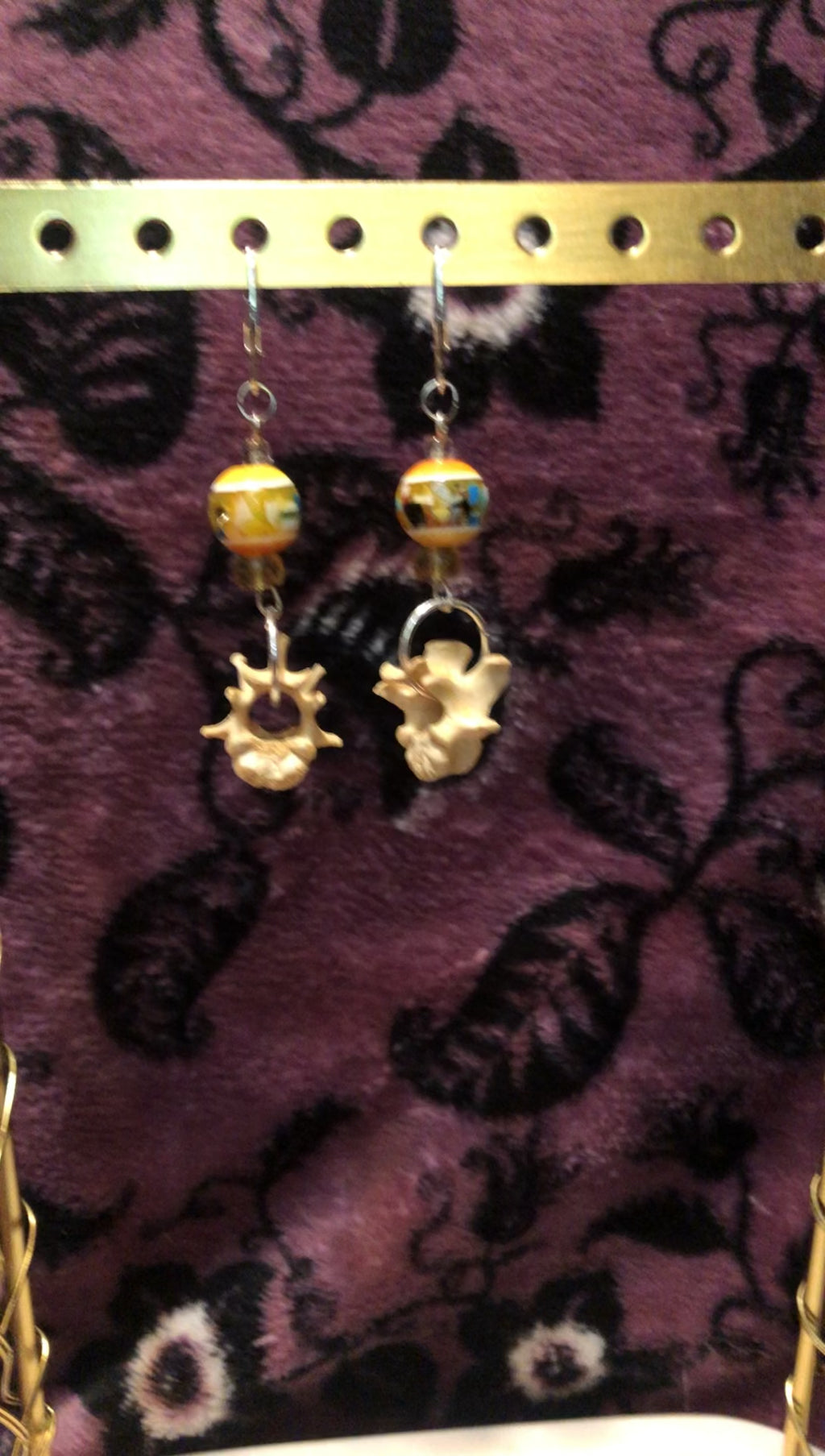 Medium Length Bone & Bead Earrings