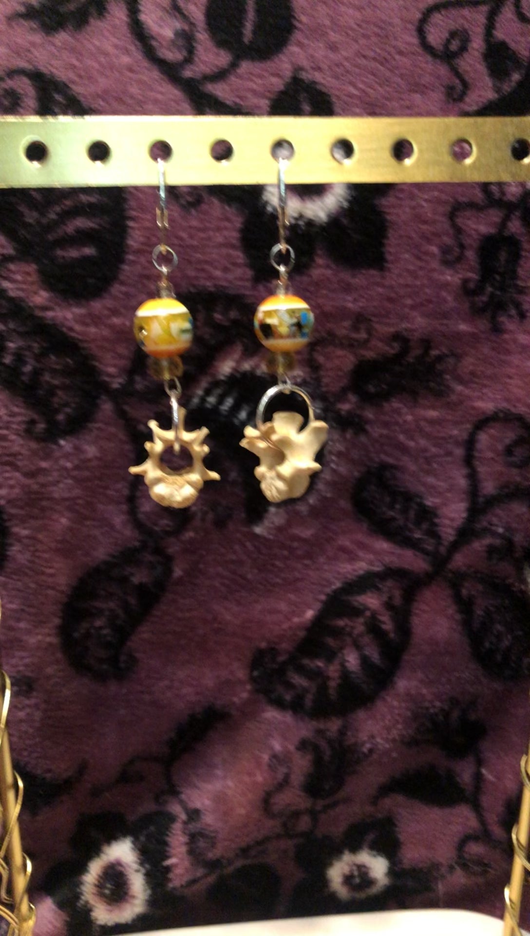 Medium Length Bone & Bead Earrings